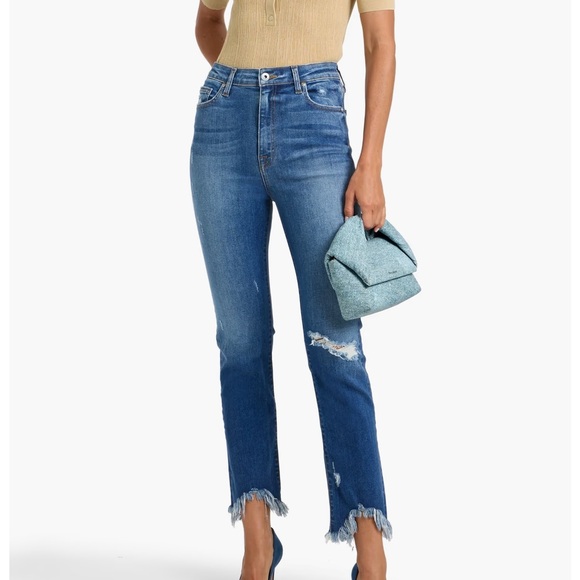 Jonathan Simkhai Denim - SIMKHAI River distressed high-rise straight leg jeans